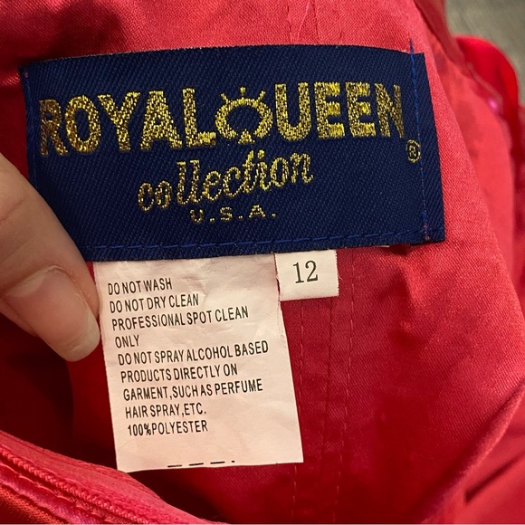 Royal Queen Sweetheart Neckline Strapless Evening Gown Size 12 Coral Pink - Picture 14 of 16